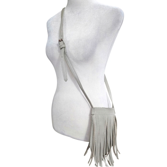 SWADT Vegan Leather Mini Fringe Crossbody Bag In Gray. - Picture 10 of 10